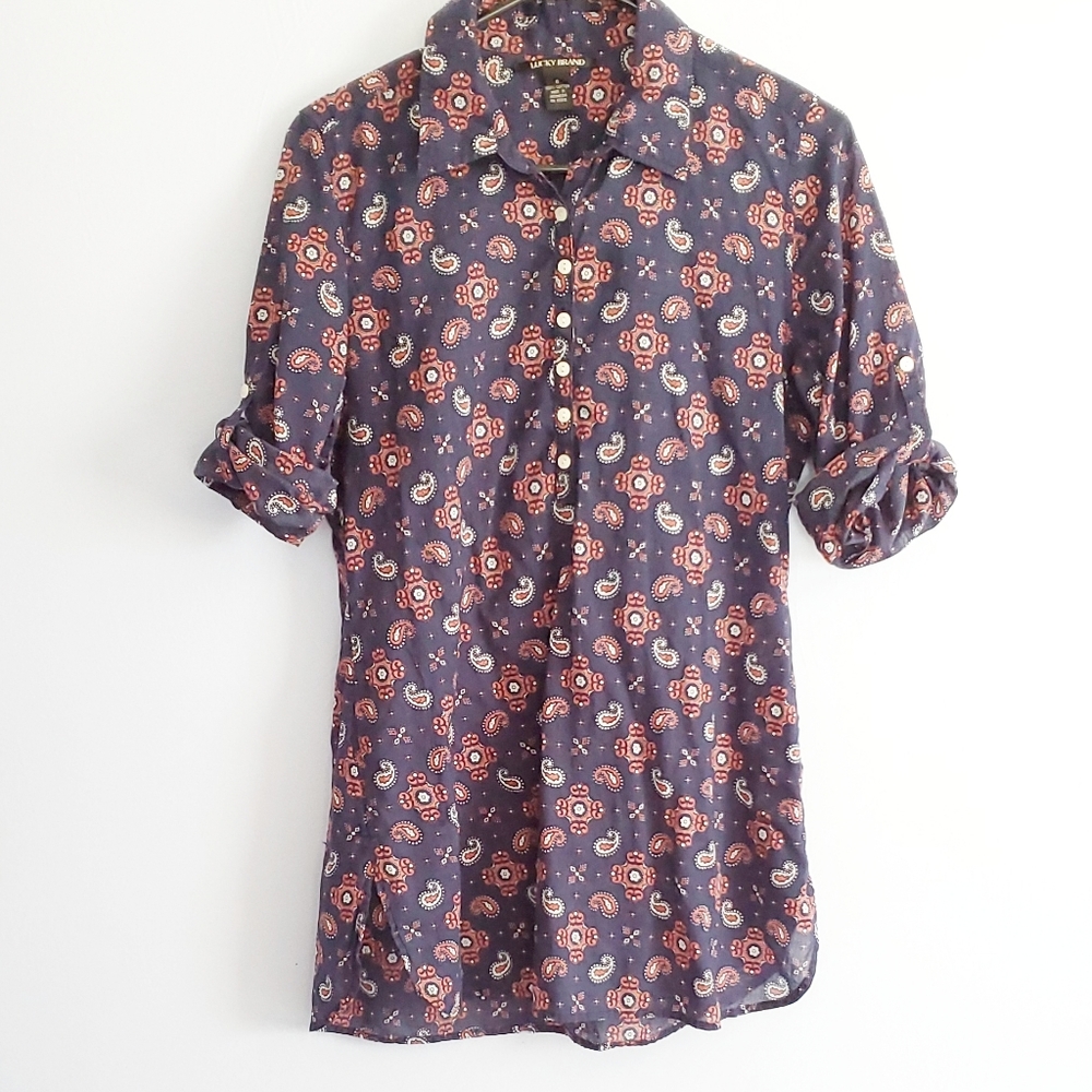 Lucky Brand Popover Pattern Tunic Size Small